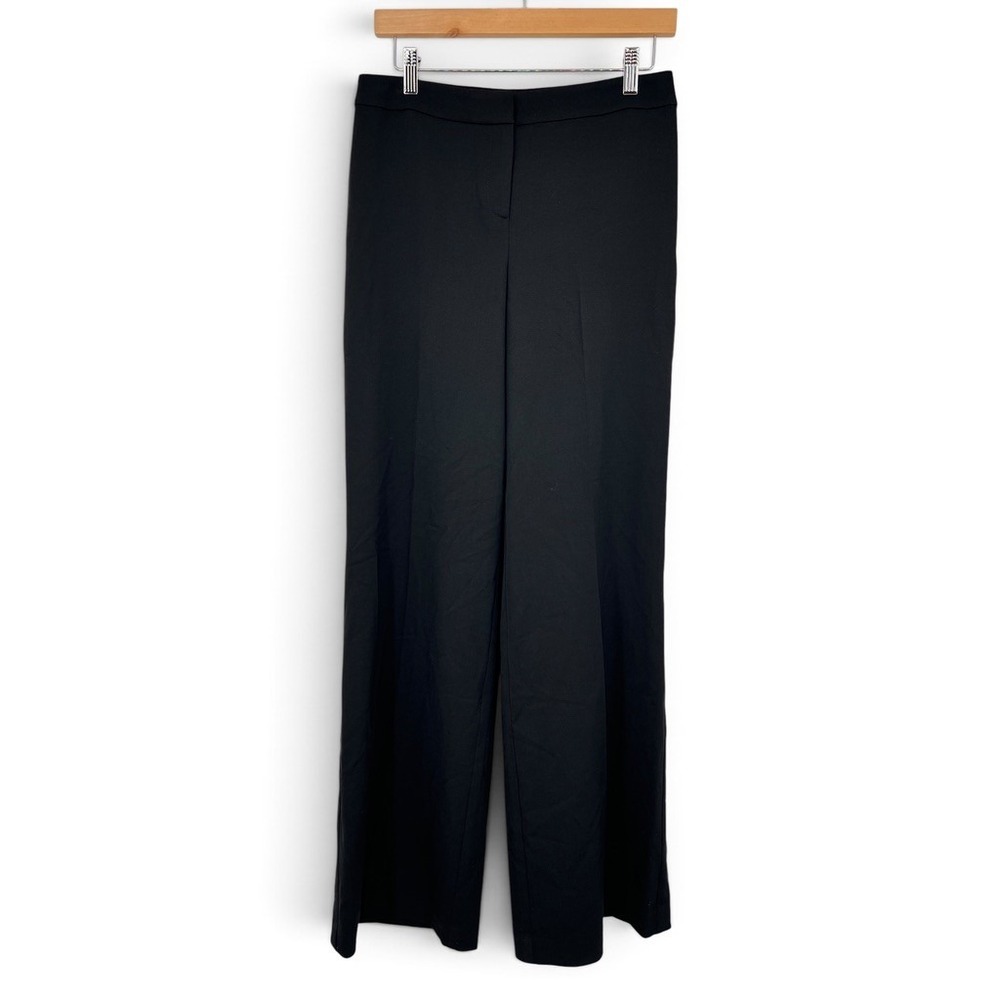 St. John Caviar Women Black Wide Leg Trousers High Rise Dress Pants Size 4